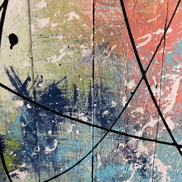 Large Original Abstract Art Painting "Ambrosia Salad" Acrylic on Wood 24x24 TI5 - Picture 6 of 8